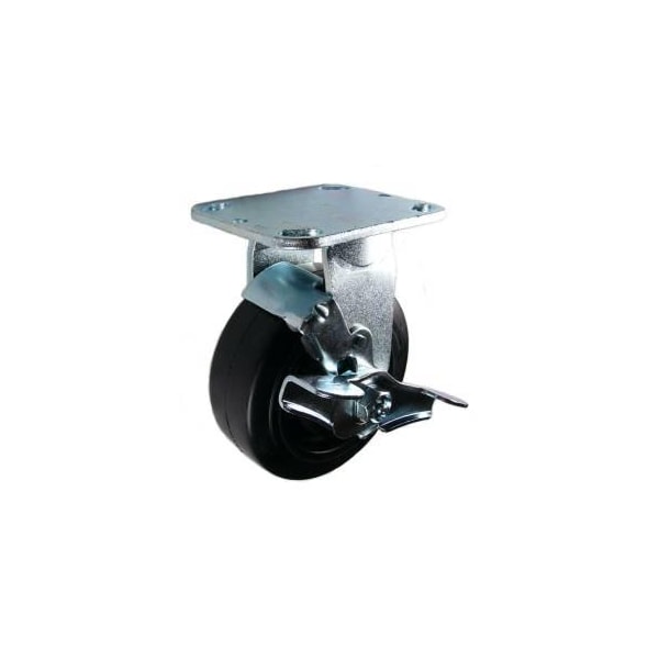 Mapp Caster 5"X2" Rubber on Nylon Wheel wheel Rigid Caster W/ Brake - 450 Lbs Cap 146RNB520RB - main